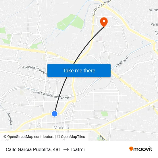 Calle García Pueblita, 481 to Icatmi map