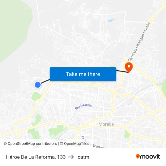 Héroe De La Reforma, 133 to Icatmi map