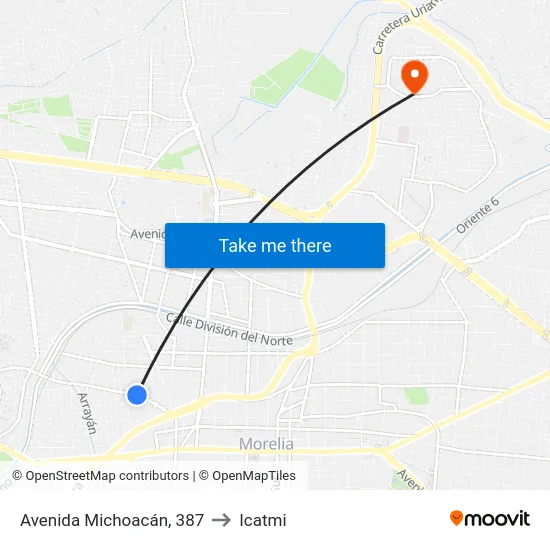 Avenida Michoacán, 387 to Icatmi map