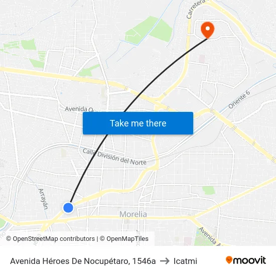 Avenida Héroes De Nocupétaro, 1546a to Icatmi map