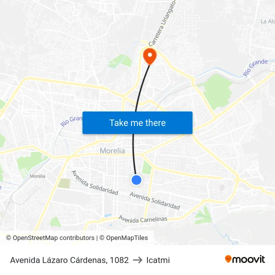 Avenida Lázaro Cárdenas, 1082 to Icatmi map