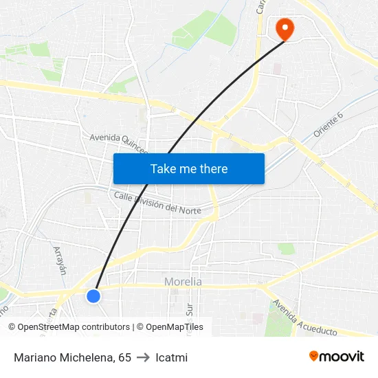 Mariano Michelena, 65 to Icatmi map