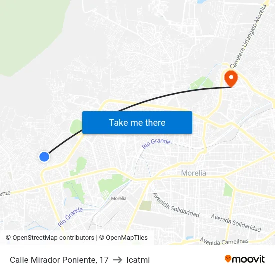 Calle Mirador Poniente, 17 to Icatmi map