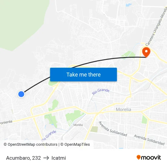 Acumbaro, 232 to Icatmi map