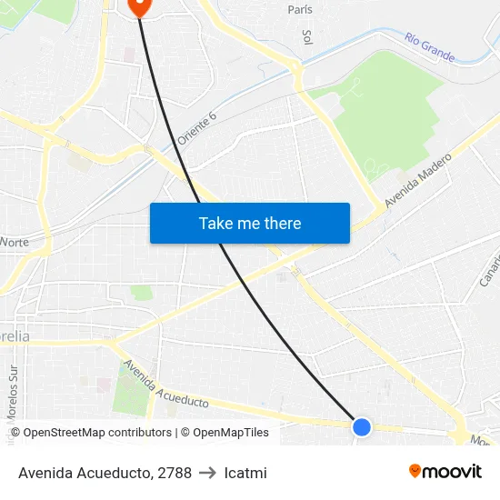 Avenida Acueducto, 2788 to Icatmi map