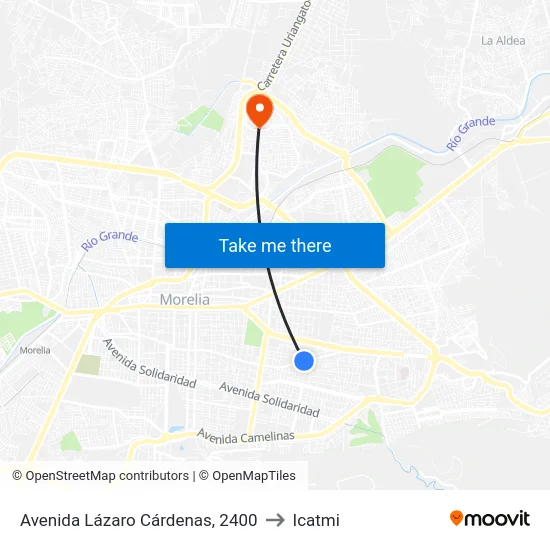 Avenida Lázaro Cárdenas, 2400 to Icatmi map