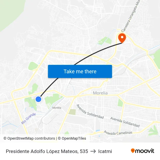 Presidente Adolfo López Mateos, 535 to Icatmi map