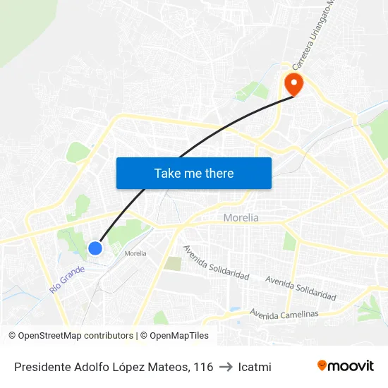 Presidente Adolfo López Mateos, 116 to Icatmi map
