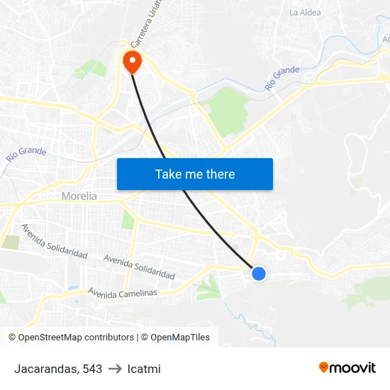 Jacarandas, 543 to Icatmi map