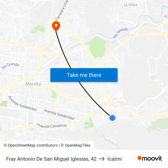 Fray Antonio De San Miguel Iglesias, 42 to Icatmi map