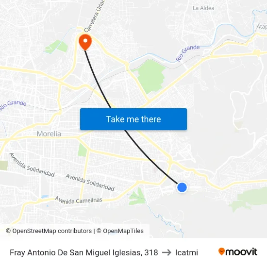 Fray Antonio De San Miguel Iglesias, 318 to Icatmi map