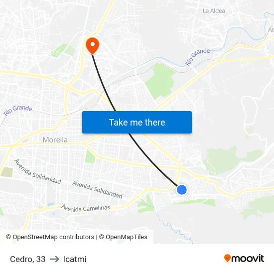 Cedro, 33 to Icatmi map