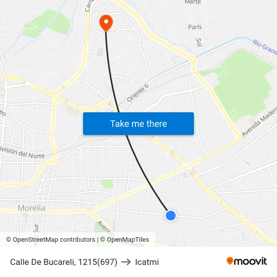 Calle De Bucareli, 1215(697) to Icatmi map
