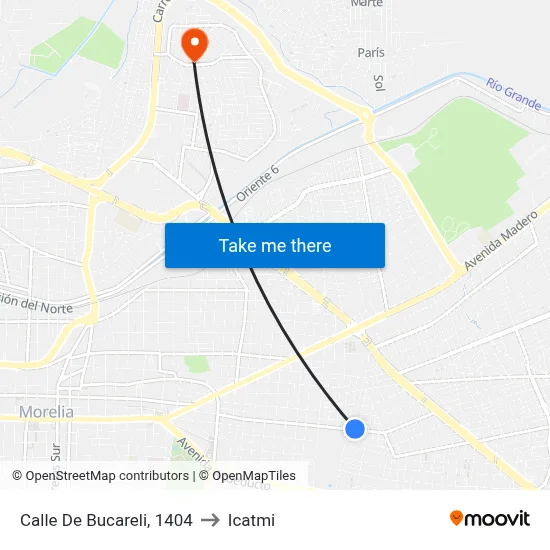 Calle De Bucareli, 1404 to Icatmi map