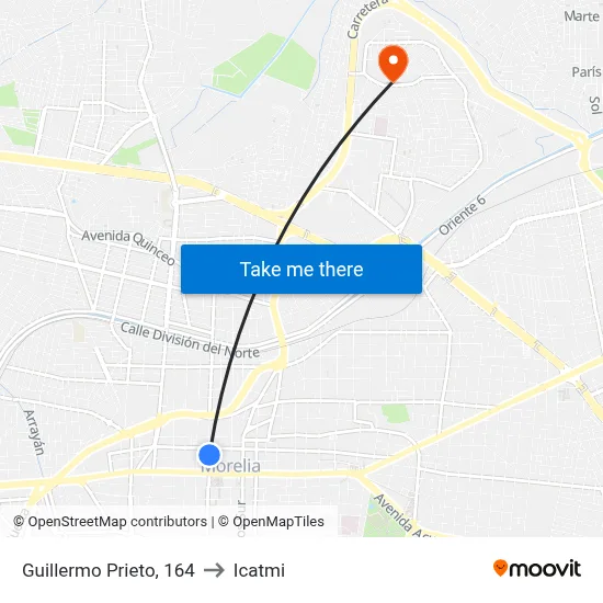 Guillermo Prieto, 164 to Icatmi map