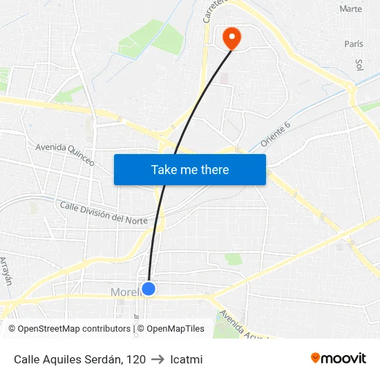 Calle Aquiles Serdán, 120 to Icatmi map
