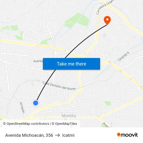 Avenida Michoacán, 356 to Icatmi map
