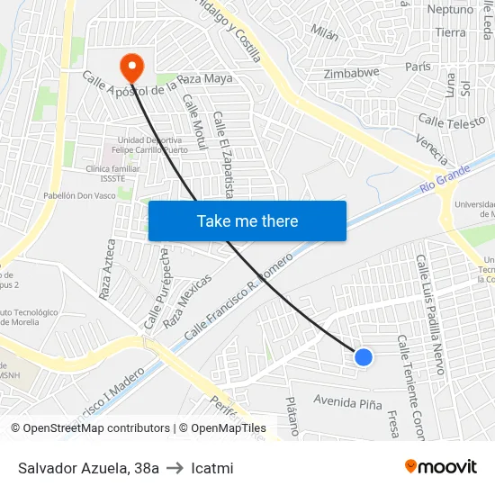 Salvador Azuela, 38a to Icatmi map