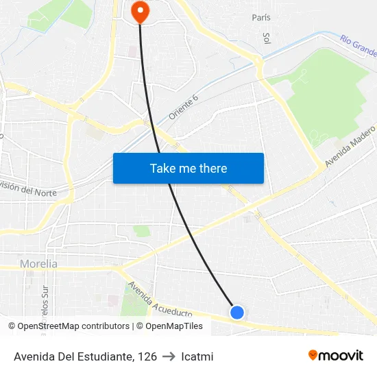 Avenida Del Estudiante, 126 to Icatmi map