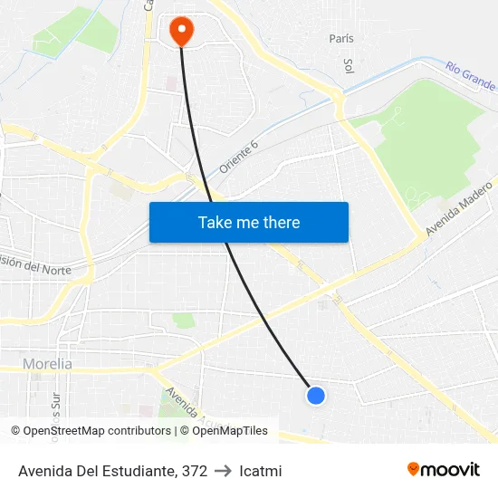 Avenida Del Estudiante, 372 to Icatmi map