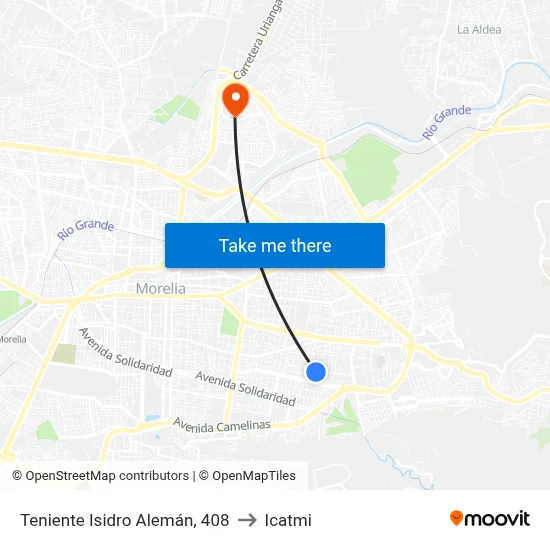 Teniente Isidro Alemán, 408 to Icatmi map