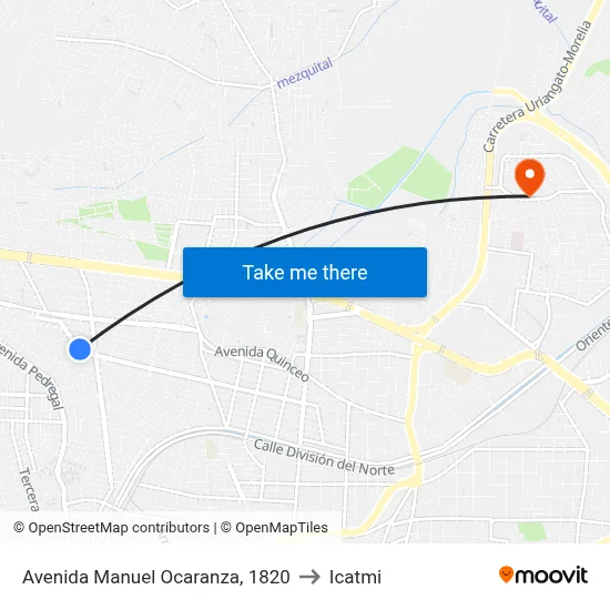 Avenida Manuel Ocaranza, 1820 to Icatmi map