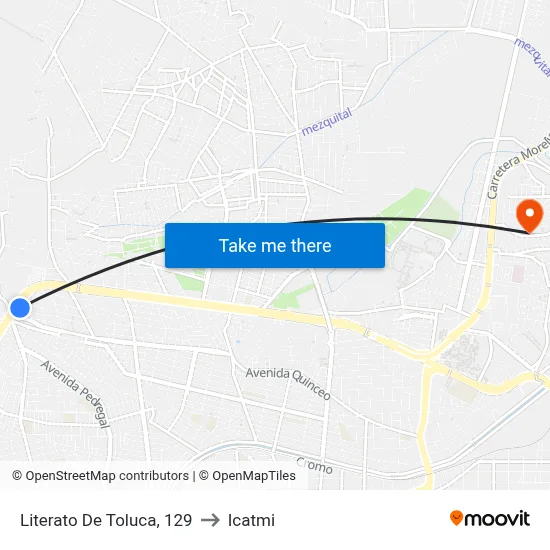 Literato De Toluca, 129 to Icatmi map