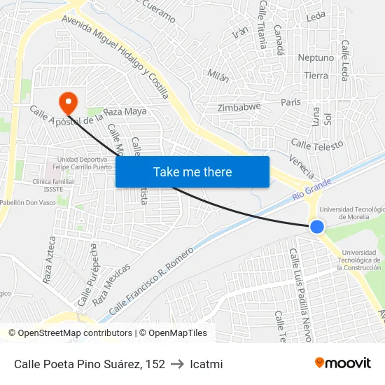 Calle Poeta Pino Suárez, 152 to Icatmi map