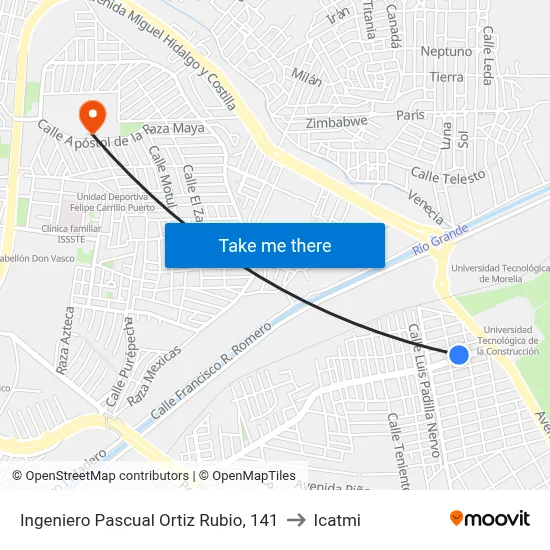 Ingeniero Pascual Ortiz Rubio, 141 to Icatmi map