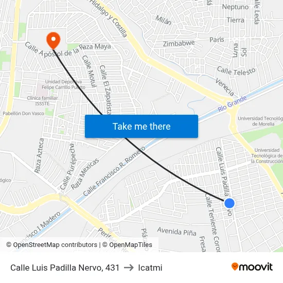 Calle Luis Padilla Nervo, 431 to Icatmi map