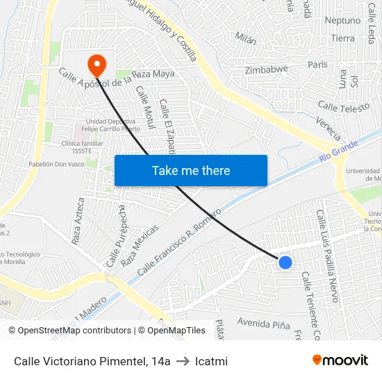 Calle Victoriano Pimentel, 14a to Icatmi map