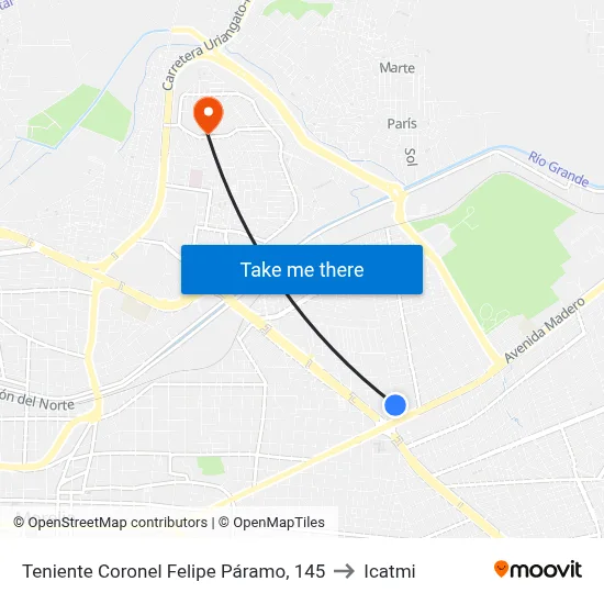 Teniente Coronel Felipe Páramo, 145 to Icatmi map