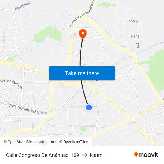 Calle Congreso De Anáhuac, 109 to Icatmi map