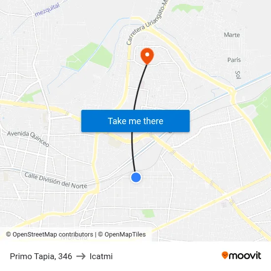 Primo Tapia, 346 to Icatmi map
