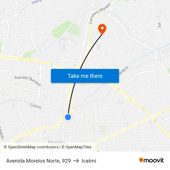 Avenida Morelos Norte, 929 to Icatmi map