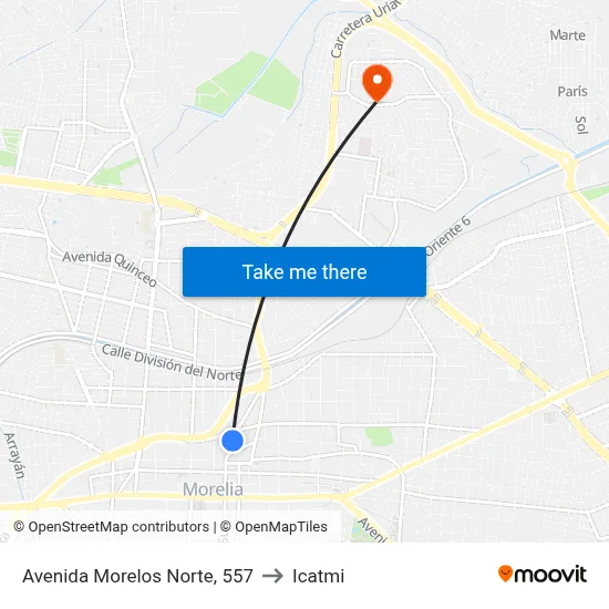 Avenida Morelos Norte, 557 to Icatmi map