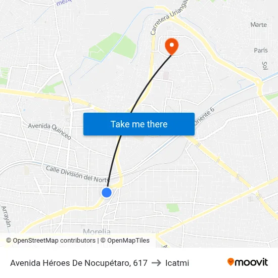 Avenida Héroes De Nocupétaro, 617 to Icatmi map