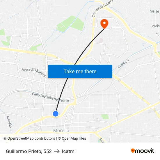 Guillermo Prieto, 552 to Icatmi map