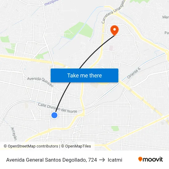 Avenida General Santos Degollado, 724 to Icatmi map