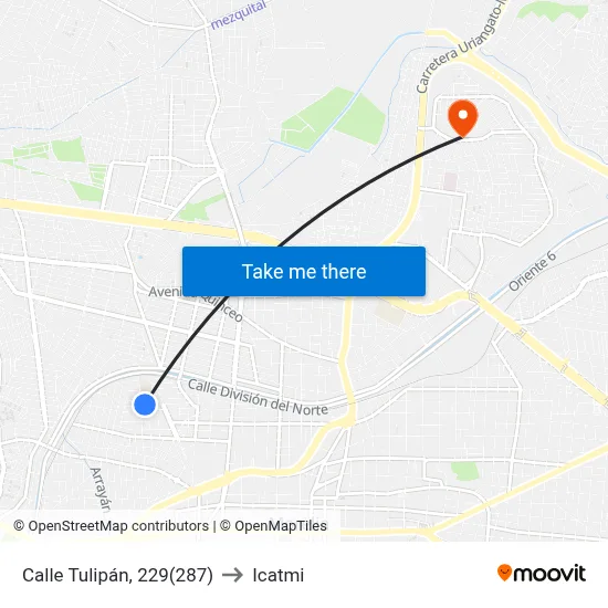Calle Tulipán, 229(287) to Icatmi map