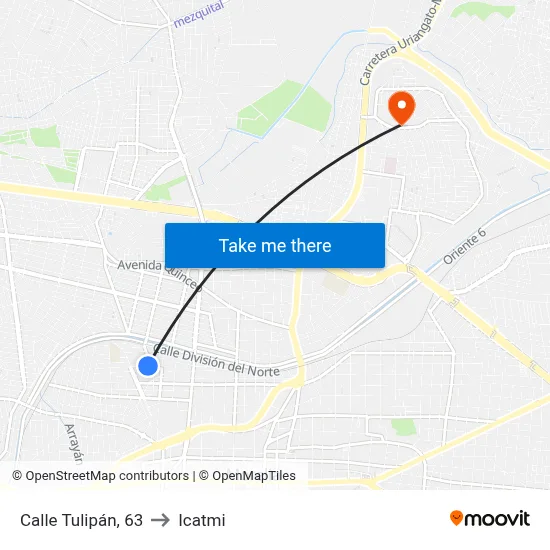 Calle Tulipán, 63 to Icatmi map
