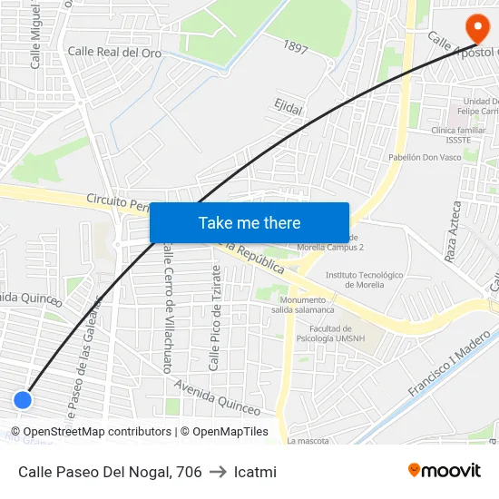 Calle Paseo Del Nogal, 706 to Icatmi map