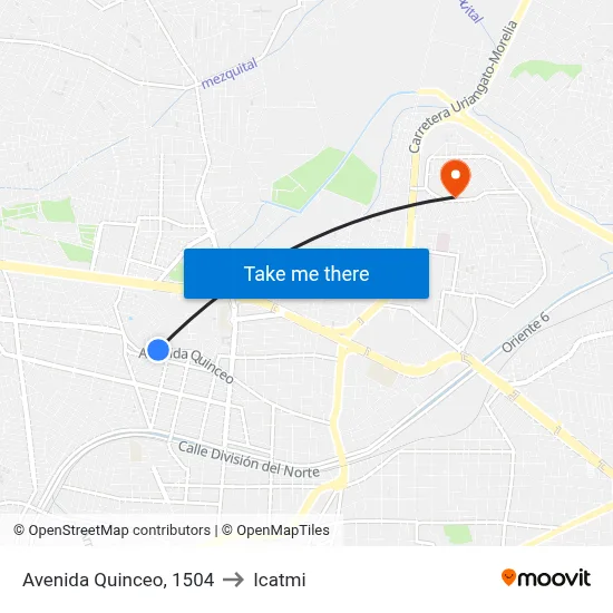 Avenida Quinceo, 1504 to Icatmi map