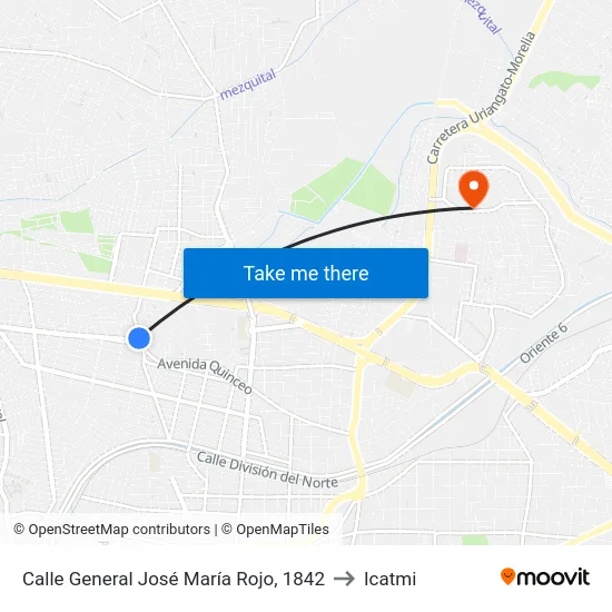 Calle General José María Rojo, 1842 to Icatmi map