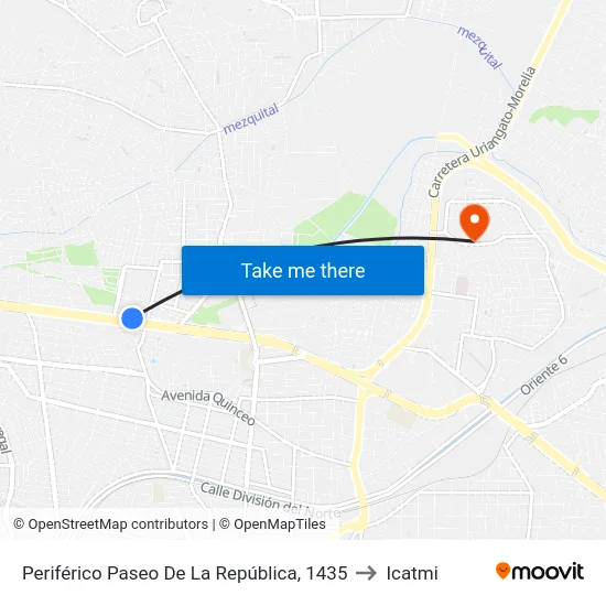 Periférico Paseo De La República, 1435 to Icatmi map