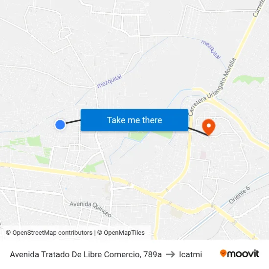 Avenida Tratado De Libre Comercio, 789a to Icatmi map