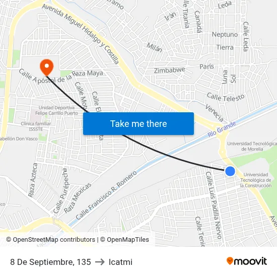 8 De Septiembre, 135 to Icatmi map