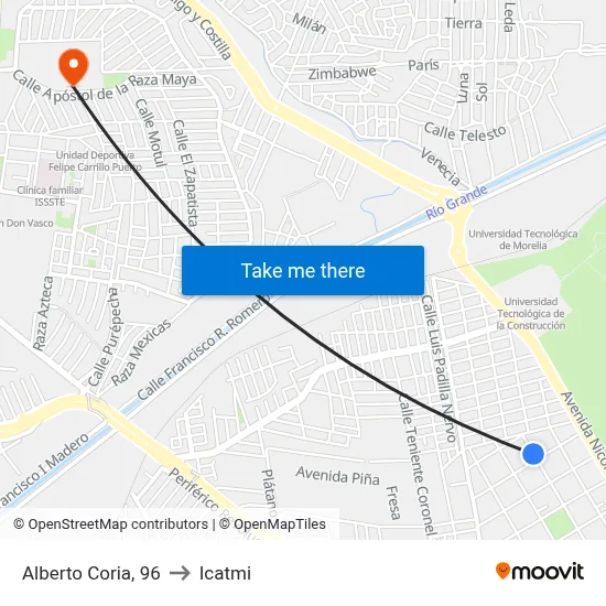 Alberto Coria, 96 to Icatmi map