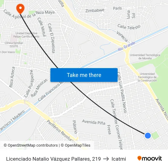 Licenciado Natalio Vázquez Pallares, 219 to Icatmi map