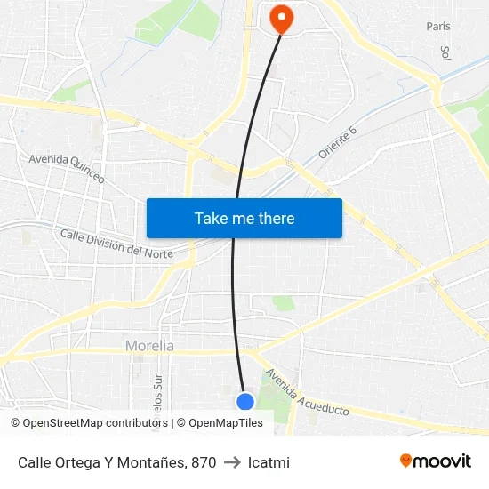 Calle Ortega Y Montañes, 870 to Icatmi map